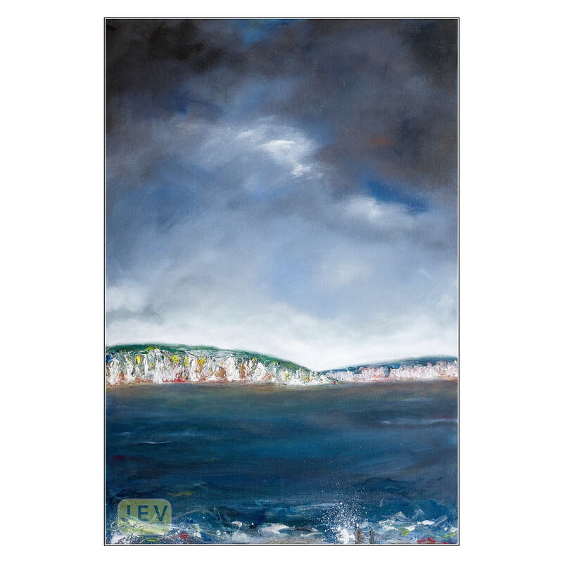 Across the 22-12 Bay Seascape - Mixed Media  on Canvas