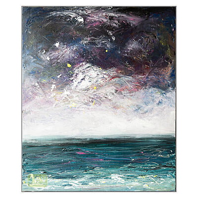 Moody Seascape 22-12 - Mixed Media on Canvas
