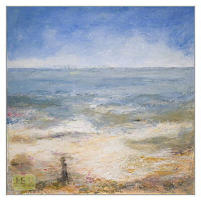 Summer Tides Out 1 - Seascape - Mixed Media on board