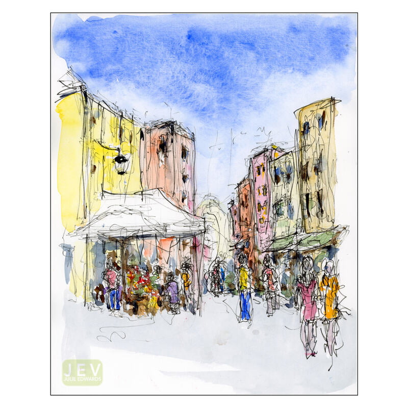 Venice Watercolour Print - Via Giuseppe Garibaldi 3 Market