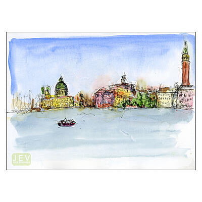 Venice Watercolour: View from Giardini